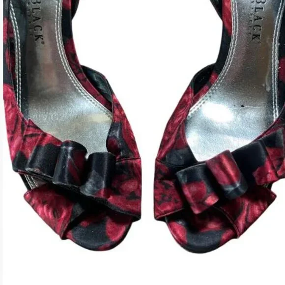 White House Black Market High Heel Peep Toe Floral Slingbacks Size 9M EUC - Picture 9 of 14